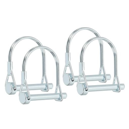PATIKILトレーラーカプラーピン1/4x1-3/4”4個ワイヤーロックピン安全シャフトロックピンラウンドPTOピ..