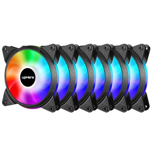 Novonest120mm冷却LEDファンPCケース用PWM制御で5V3PINのアドレサブルARGB静音タイプ25mm厚コンピュータファン6本1セット【T7SYC7-6】