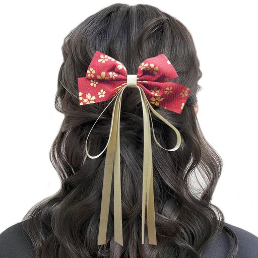 【Baramoly】髪飾り袴リボン卒業式入学式着物成人式卒園式紐飾り髪留めヘアアクセ女の子子供キッズ無地タイプC