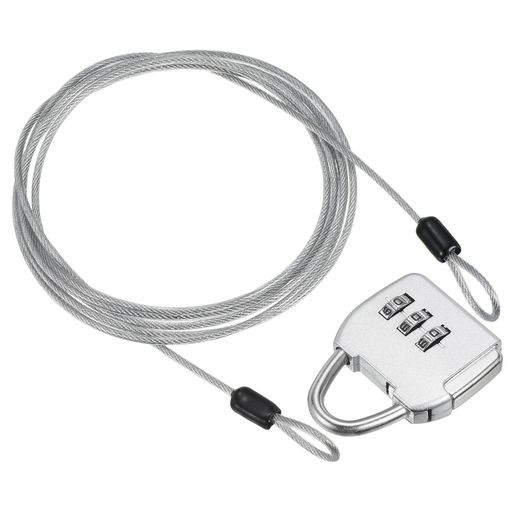 PATIKIL2mセキュリティワイヤー3桁ダイヤル錠ケーブルロックダブルループ付き防犯ロープ南京錠ケーブル..