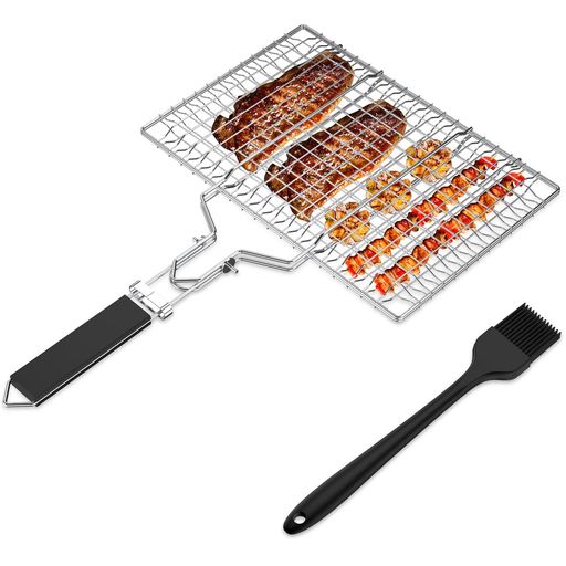 焼き網バーベキューネットオイルブラシ付き304ステンレスBBQ網サンマなどの魚焼き網焼き鳥大変便利BBQ..