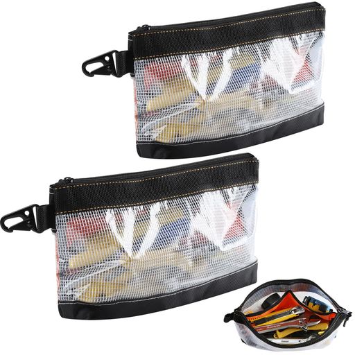 FRETONBA工具バッグツールバッグ小型防水工具入れ透明窓携帯便利ガジェットポーチ丈夫メタルフック腰掛..