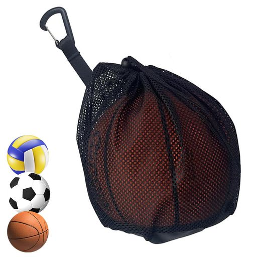 MILANQWボールネット3球対応サッカーボール・バスケットボール収納携帯便利軽量メッシュケース学校部活試合用屋外スポーツブラック