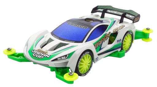 組み立てが必要なキット。別途、工具等が必要。 イグニシオンをベースにイエローグリーン、蛍光イエローで彩られた限定記念モデル ダブルシャフトモーターを車体中央に搭載したMAシャーシ本体は人気の高いABS樹脂製イエローグリーンを初採用 スーパーハードローハイトタイヤには『TAMIYA MINI 4WD JAPAN CUP 2024』の文字がホワイトでプリントされ、足もとの注目度も抜群 電池種別:単三電池2本(電池は別売りのため別途ご購入ください)