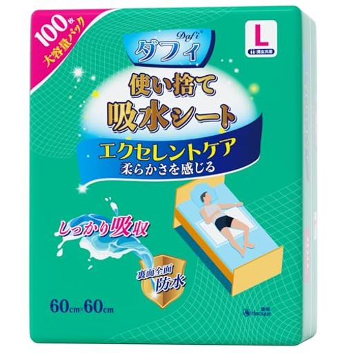 ダフィ吸水シート100枚60x60cm使い捨て介護用防水シーツ抗菌ポリマーふとん安心防水シートベッド洗浄大..