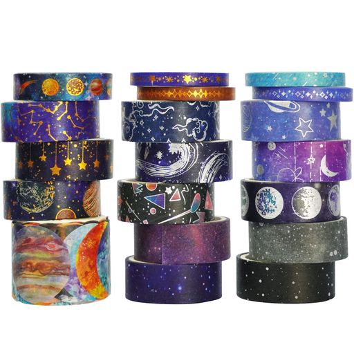 YUBBAEX 19巻 マスキングテープ 銀河 宇宙空間 幅広 銀/金箔押し 超かわいいスタイ...