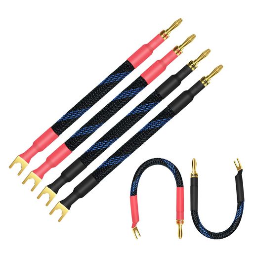 【UCINNOVATE】 4本 21cm スピーカー ジャンパーケーブル HIFI OFC スピーカーケーブル 24k金メッキ 純銅プラグ、 にしなやかで使いやすく、音質を向上させる 11AWG スピーカーコード スピーカー…