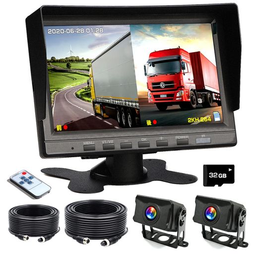 バックカメラモニターセットバックモニターセット車載バックアップカメラモニタードライブレコーダー7インチ液晶1080P12V/36V対応2分割画面モニター後方カメラIP68防塵防水オートカメラは…