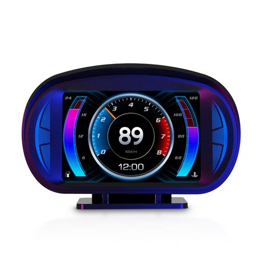 HUDヘッドアップディスプレイタコメーターOBD2+GPSデュアル互換システムマルチカーP2、切替可能なUSBポートタコメータータイムスピードターボ圧力水温燃料温度電圧表示疲労運転インジケ…