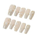 Sun&BeamNails手作りネイルチップミディアムロングバレリーナ緑グリーン蝶花人気3Dおしゃれ可愛いデザインつけ爪付け爪収納ボックス付き10枚入(M#010梅・ピンク)