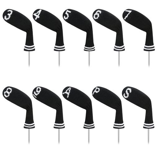 LEFENG ニットゴルフアイアンヘッドカバー10個セット 3-9/A/P/S セット - 軽量で丈...