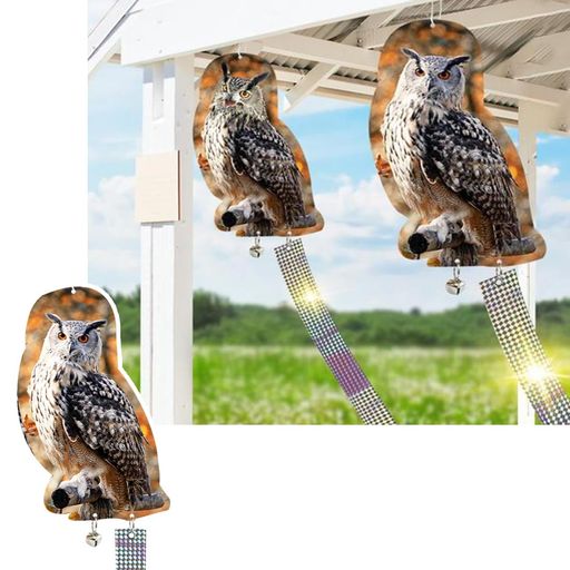 鳥よけ フクロウ 反射板 精巧 キラキラテープ 反射 鈴 鳥の糞よけ 鳥害対策 鳥よけ...