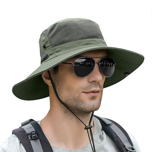 Rakuten - [Lhyxuuk]サファリハットメンズ登山日焼け防止帽子UVカット【涼しいダブルメッシュ構造・折りたため】軽量フィッシングハットメッシュ帽子ハット通気つば広撥水速乾アウトドア釣り登山…