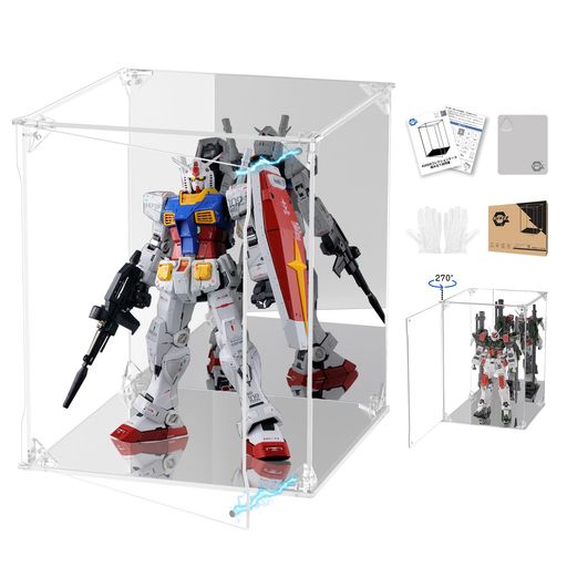 KUKER フィギュアケース アクリルケース UVカット 台座ミラー 背面ミラー マグネット付き 前扉 コレクションケース ディスプレイケース ショーケース 組み立て式 汚れ防止 手袋 クリーニン…