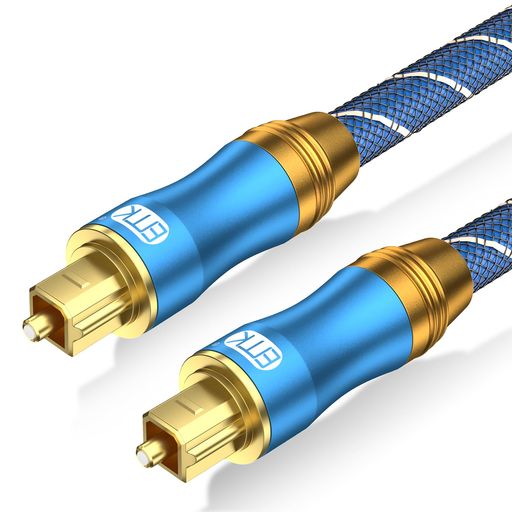 光デジタルケーブル EMK 光デジタルオーディオオプティカルケーブル SPDIF OPTICAL TOSLINK トスリンク 角型 金メッキ 高耐久性 PS4/サウンドバー/TVスピーカーなど用 (ブルー, 1M)
