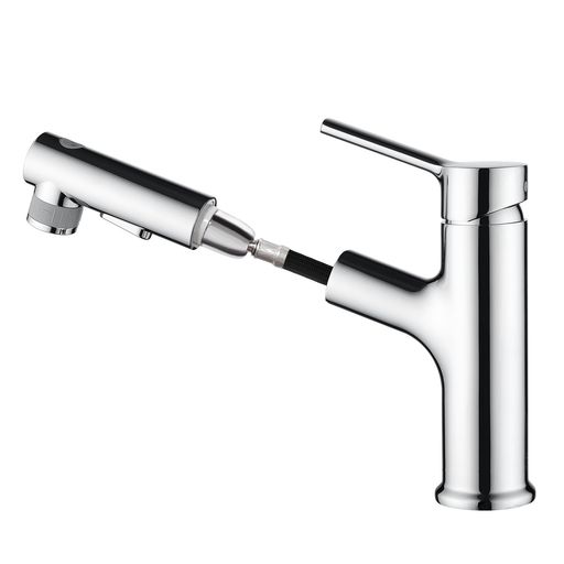 Rakuten - CREA洗面蛇口噴水機能付き浴室用シャワー水栓混合水栓ホース引出し式シングルレバー混合栓3way出水モード泡沫水流シャワー水流洗面洗髪用クロムメッキ