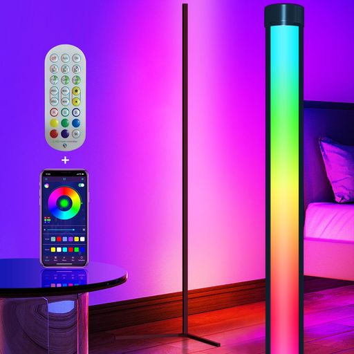 Floor Lamps - 間接照明フロアランプRGBフロアライトLEDフロアスタンド変色ゲーミングアプリ/リモコン制御タイマー機能明るさ調整スピード調整調光可能撮影用雰囲気コーナーフロアスタンド・ランプ…