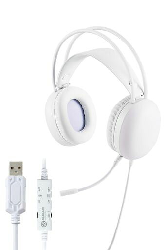 エレコム ゲーミングヘッドセット 有線 USB-A LED ライト PS5/PS4 switch対応 軽量 ノイズ軽減 ボリュームコントローラー付き ホワイト HS-G09SUWH