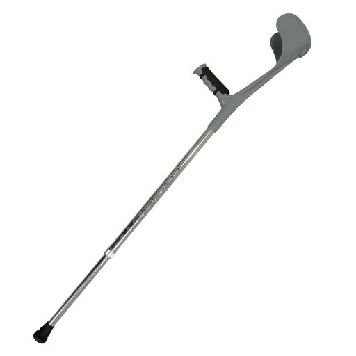 エルゴノミクスに基づいたカフ+グリップ一体成型。シンプルで使いやすいロフストランドクラッチ 1.5cm刻みで10段階調節可能(90cm~112.5cm) 持ちやすいグリップ仕様、オープンカフ(U型)で転倒時のリスクを軽減します。 グリップとカフの2点で体重を分散して支えるので手が痛くなりにくく、安定した歩行をすることが可能です。 素材:アルミニウム 耐荷重:約100kg カラー:シルバー