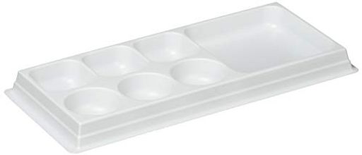 【入数】小型プラスチックパレット5枚入りx2個セット 【材質】本体:プリスチレン/個装袋:PP 【重量】33g 【用途】絵の具パレット・手芸用ビーズなどの小分け