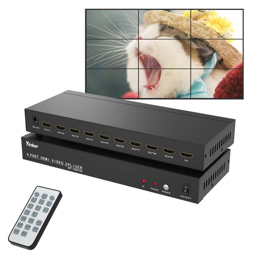 Yinker ビデオウォールコントローラ 3x3、HDMIビデオウォールプロセッサ 1080P@60H...