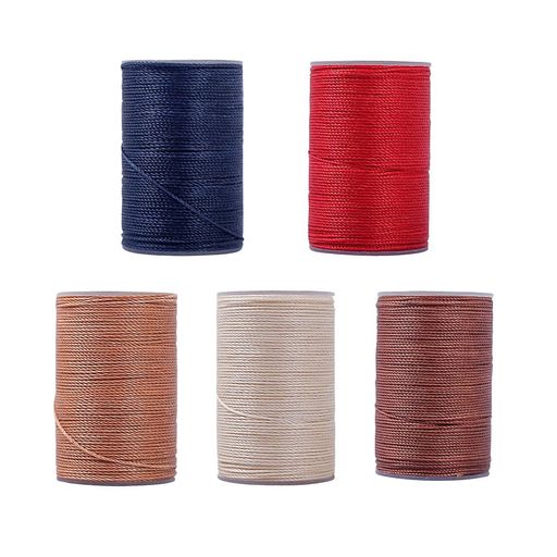 蝋引き糸ロウビキワックスコード蝋引き紐極細0.45mm80M5色セットレザークラフト工具手縫い編み手芸紐DIY糸ろう引き糸(Cセット)