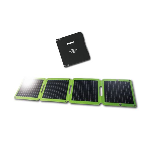 EXHEARTフォールディングソーラーパネルミニ21W軽量680gソーラーパネル太陽光パネル高効率発電しながら使用(折りたたみ/持ち運び/コンパクト)自立スタンド/フック穴(スマホiPhone充電/USB-A/同…