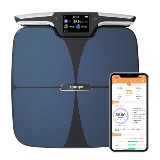 【支援額1600万円超え!】tokuyoトクヨ8点センサー体重体組成計カラダスキャンTE-750スマホ連動体年齢内臓脂肪ヘルスケア脂肪率筋肉率基礎代謝骨格筋率BMI心拍数水分量デジタル高精度高性能…