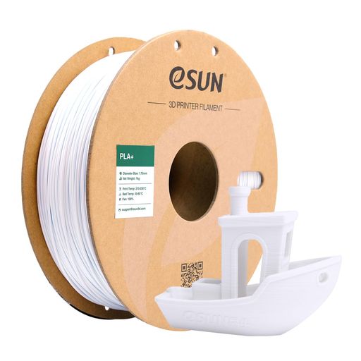 eSUN PLA+ 3Dプリンターフィラメント 寸法精度+/-0.03mm、1.75mm径 3Dプリンター用 正味量1KG (2.2LBS) スプール造形材料PLA材料 (コールドホワイト)