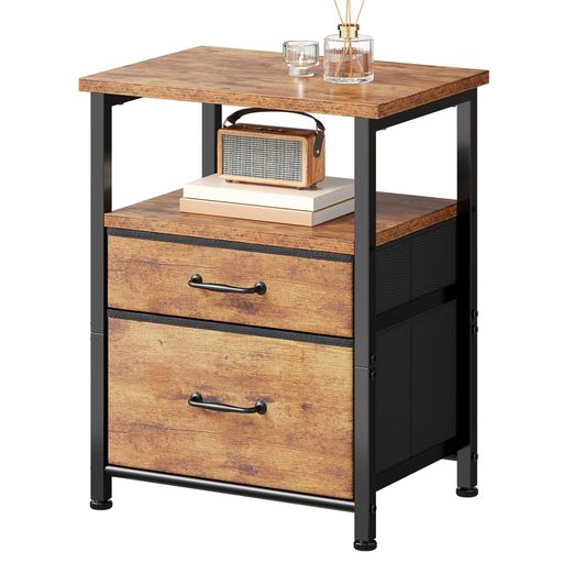 YeTom サイドテーブル 2つ引き出し付き 寝室 ナイトテーブル おしゃれ ミニ サイドチェスト 北欧 洋服 タンス 収納チェスト 3段 ソファ ベッドサイドテーブル 40*29.8*53.5cm 天板付き 収納付き…
