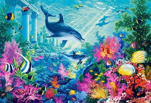 LEADINTOPダイヤモンドアートセットイルカ40X30cm水中世界モザイクアート全面貼り付けダイヤモンド塗装ダイアモンドビーズ人気ビーズアートビーズ絵画かわいいおしゃれ大人子供DIY手作り…