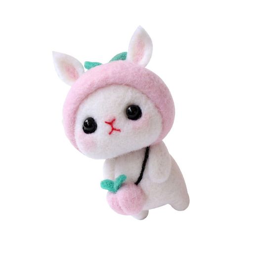 Artibetter羊毛フェルト羊毛キットうさぎ初心者アクレーヌでつくるカットフェルトキットかわいいDIY手作り装飾プレゼント(桃うさぎ)