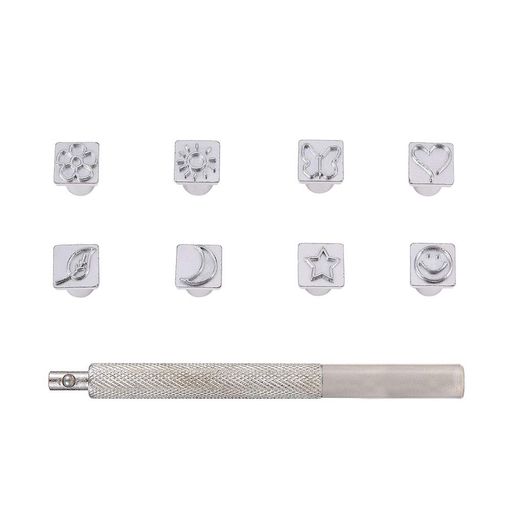 PHPandaHall9点セット金属刻印セット打刻印セットレザー刻印月花星ハートミックス図案ネックレス刻印刻印セット手作り手芸ハンドメイドツール