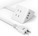 Letmy電源タップusb延長コード1.5m4個AC口3個USB-Aポートコンセント分岐テーブルタップ急速充電1500W過負荷保護小型たこあしコンセントPSE認...