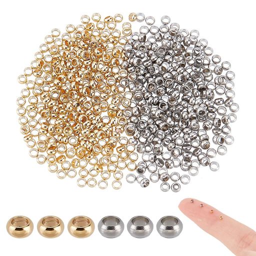UNICRAFTALE 約600個 2色 つぶし玉 カシメ玉 2mm かしめ玉 304ステンレス ボールチ...