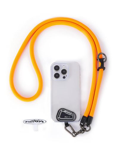 [project-cb]スマホストラップストラップホルダー*2首掛けショルダー斜めがけ極太携帯ストラップアウトドア落下防止(オレンジ)