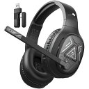 EKSAワイヤレスゲーミングヘッドセットBLUETOOTHPS4/PS5/PC用ゲーミングヘッドホン7.1CH立体音響無線ヘッドフォン50MMドライバーノイズキャンセリングマイクUSB/タイプCドングル+3.5MM有線接続3IN1…(2)