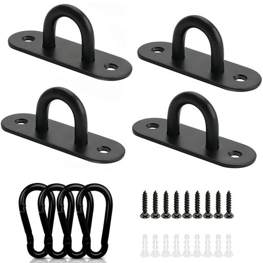 天井フックアイプレートステンレス60x20mm吊り下げ金具u字金具パッドアイ長方形プレートフック黒日よけ..