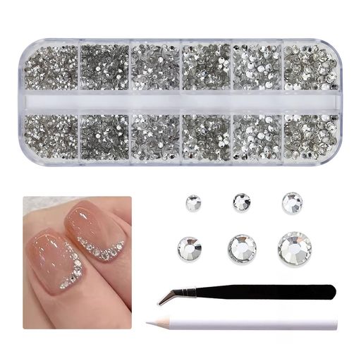 YFFSFDCネイルパーツラインストーンネイルストーンネイルアートパーツ立体大容量セット丸形DIYネイル手..