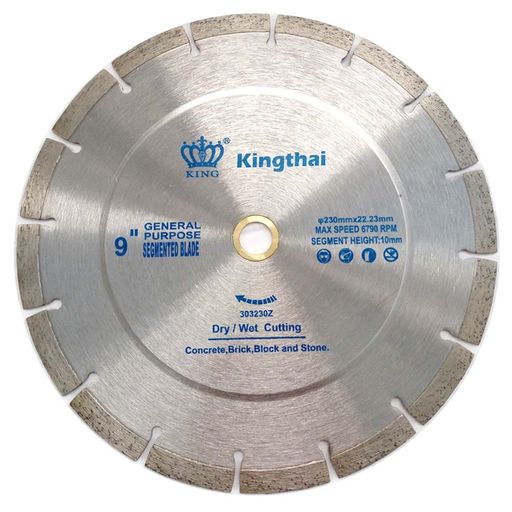 Kingthaiグラインダー刃ディスクグラインダー刃ダイヤモンドカッター乾式切削石材用230mmコンクリートカッター家庭用およびDIY、石材加工、道路建設用溝入れ工具