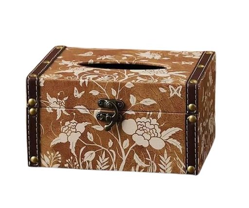 矩形ヴィンテージナプキンボックスアンティーク合成皮革ティッシュケースロック留め具付き18*13.5*9.5cmホームオフィスレストラン用おしゃれ収納アメリカンスタイルディスプレイティッ…