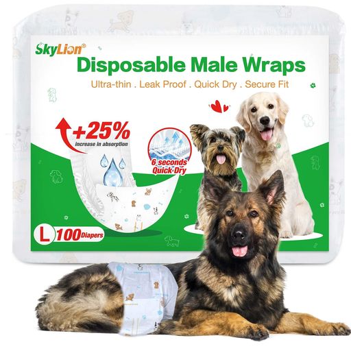 男の子用 犬 おむつ長時間 吸収性が高く 漏れにくい 超ソフト&通気性 大型犬用 L 100枚