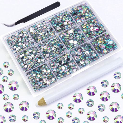 aninako ネイルラインストーン ネイルアートパーツ ラインストーン 【3mm/4mm/5mm/6mmX3】 ラウンド樹脂クリスタル キラキラ 宝石 DIY ネイルを飾て 手芸パーツ 大容量セット 収納ケース付き (丸…