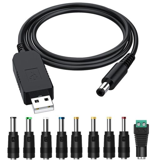 USB 入力 5V、DC 出力 12V、最大電流 1A、ケーブル長 100cm。 USB から 12V へのステップアップ ケーブル、DC ジャック 5.5 x 2.1mm、内側プラス (+) 極性、外側マイナス (-) 極性。デバイスの電源ジャックに合うかどうかを確認してください。 幅広い用途で、ファン、テーブルランプ、ピアノキーボード、Bluetoothオーディオ、ワイヤレスルーター、12V電源を必要とするスピーカーなど、さまざまなデバイスに非常に便利です。 USB から 12V へのステップアップ アダプターには、アップグレードされたスマート IC チップが組み込まれており、機器に過電流、過電圧、過負荷、または短絡に対する完璧な保護を提供し、安全で信頼性があります。 9 個のコネクタ: お客様の多様な要件にさらに対応するために、8 個の追加コネクタが付属しています。コネクタには、6.5x4.0mm/ 6.3x3.0mm/ 5.5x2.5mm/ 5.5x2.1mm/5.5x1.7mm/ 4.8x1.7mm/ 4.0x1.7mm/ 3.5x1.35mm および LED 端子コネクタが含まれます。