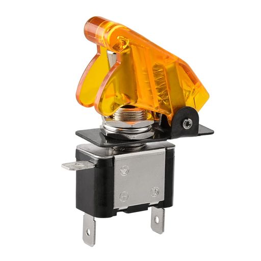 Heschenトグルスイッチ発光ダイオードミサイルスイッチ12V20A SPST ON/OFF2ポジトン 3ピン 防水キャップ付き(クリアイエロー防水キャップ)