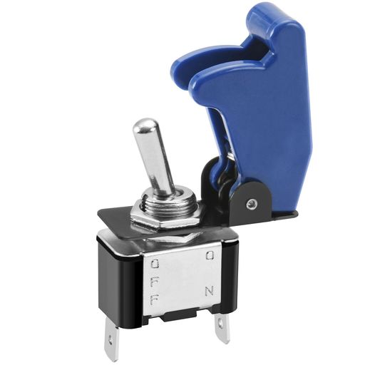 樂天商城 - Heschenトグルスイッチミサイルスイッチ12V20A、SPST、ON/OFF2ポジション、2ピン、防水キャップ付き(ブルーキャップ)