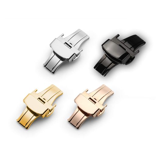 樂天商城 - [PUTCENDI]Dバックル尾錠時計ベルト腕時計バンド10mm12mm14mm16mm18mm20mm22cm時計両開き/プッシュ式スチール腕時計バンドプッシュ式バタフライバックル(シルバー12mm)