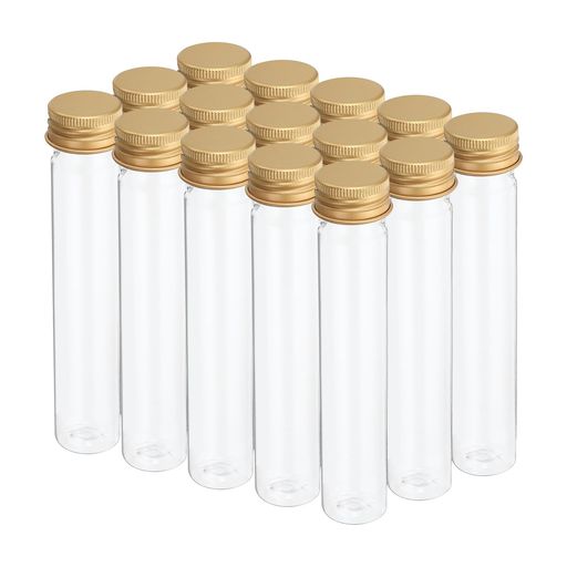 PATIKIL 65ml プラスチック製試験管(ねじキャップ付き) 15個セット 150x27mm フラ...