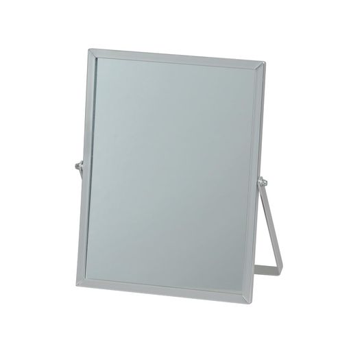 身支度 製品サイズ / 幅18.5x奥行1x高さ23cm(高さは足を閉じた時のサイズになります。) 鏡面サイズ / 幅15.3x高さ20.4cm 材質 / アルミニウム、ミラー 原産国 / 中国 シンプルで清潔感のあるアルミフレームの卓上ミラー。 折りたたみの足を動かすことで、ミラーの角度を調整することができます。 折りたたむとわずか1cmの厚みになるので、本棚やちょっとしたすき間に収まり、持ち運びなども簡単です。 軽量で折りたたみ可能なので、収納時や持ち運びに便利です。