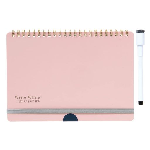 無限のアウトプットを可能にするホワイトボード 「Write Whiteプラス」 何度でも消せるこのノートにあなたの頭の中を書き出してみてください。思考の整理、伝達がこの1冊でスムーズに。 各ページ間に透明シートを綴じ込み。透明シートにも書き込み可能。保護シートとしても使えます。 TODOリストや方眼が印刷されていて、スケジュール管理や情報の整理がしやすくなっています。 【サイズ】A5【ページ数】ホワイトボード/6面 透明シート/3枚 【付属品】ホワイトボードマーカー 1本